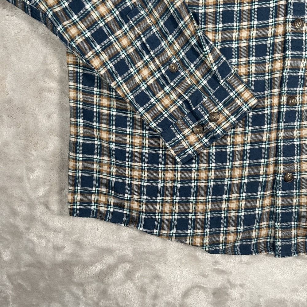 Patagonia Fjord Flannel Shirt Mens L Plaid Brown Blue Long Sleeve Organic 42410 - Picture 7 of 16
